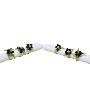 Handcrafted Glass Blue Flower Vintage Napkin Rings